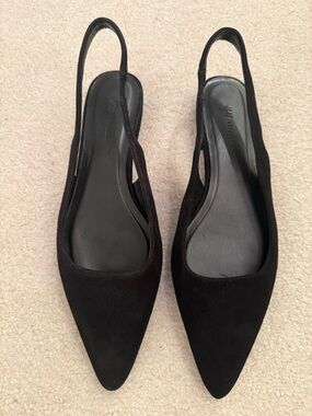 H&M Black Genuine Suede Pointed Slingback Flats Like new